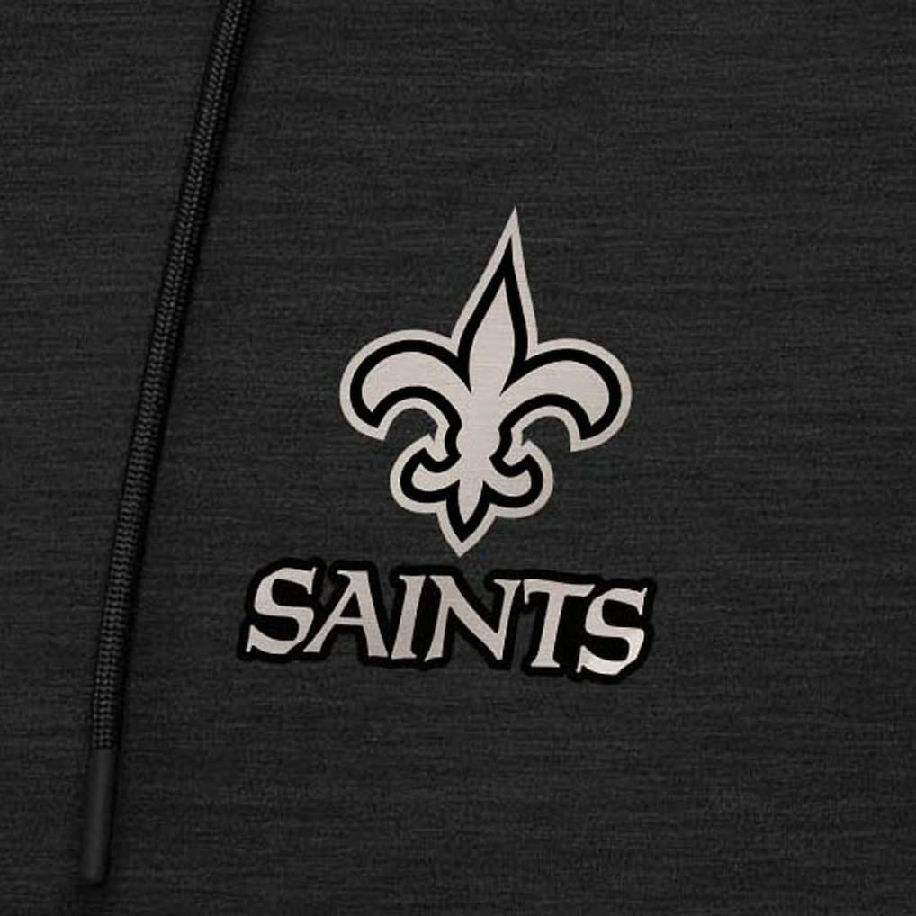 New Orleans Saints Antigua Spikes Raglan Quarter-Zip Hoodie Heather Black - NFL