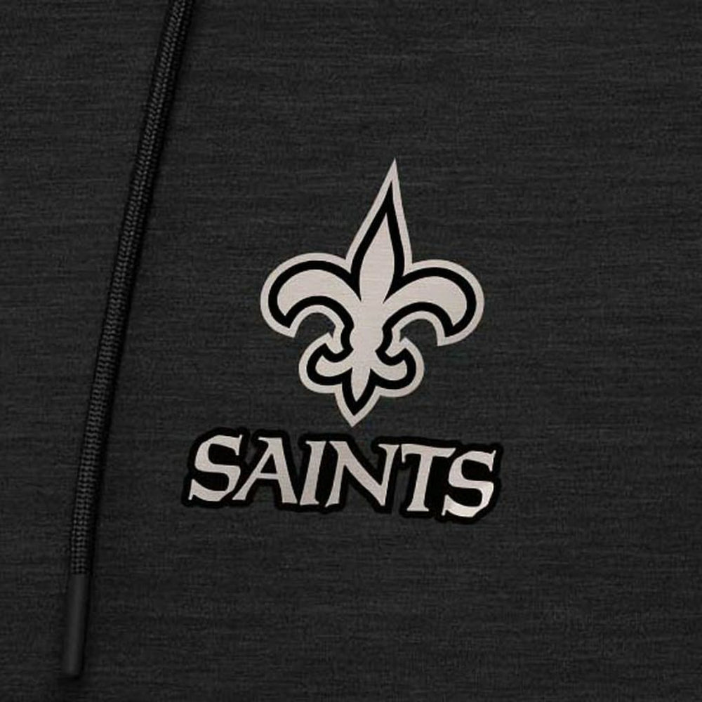 New Orleans Saints Antigua Spikes Raglan Quarter-Zip Hoodie Heather Black - NFL