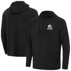 Cleveland Browns Antigua Spikes Raglan Quarter-Zip Hoodie Heather Black - NFL