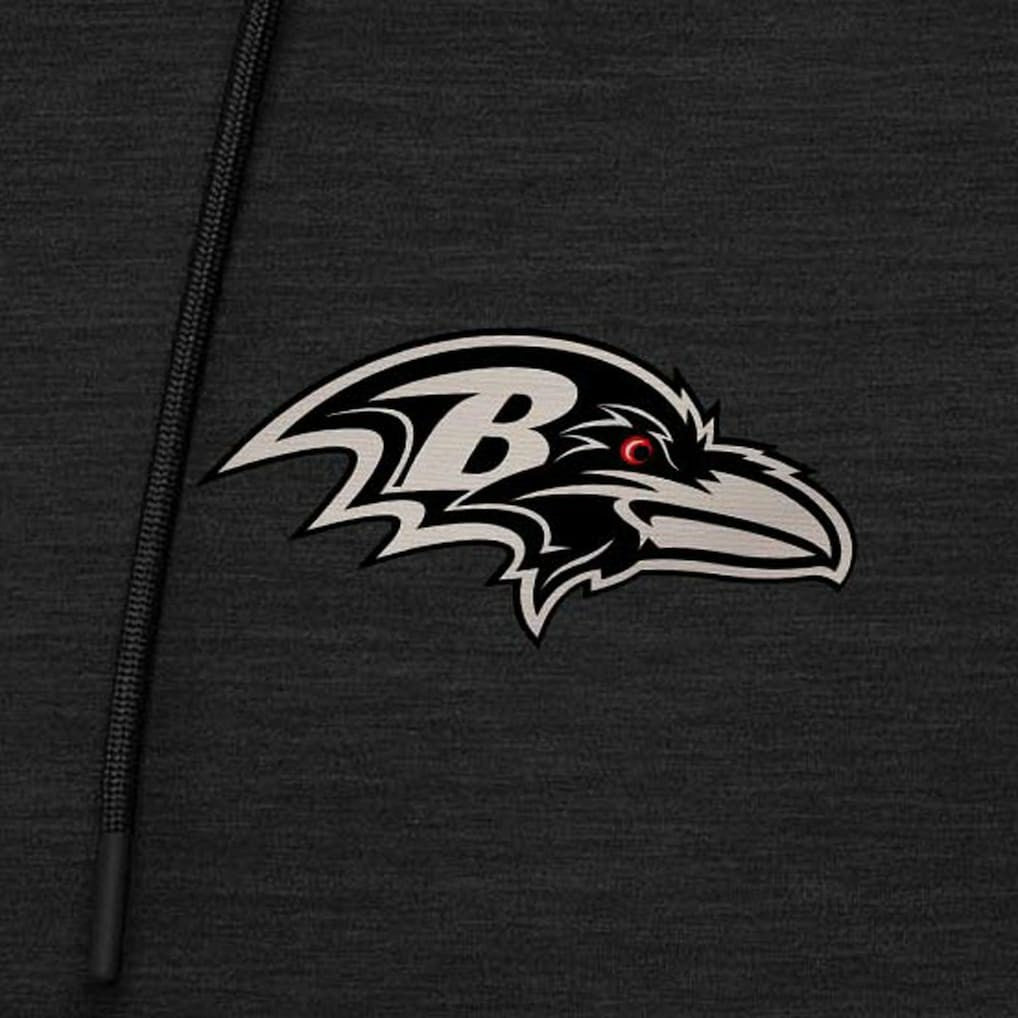 Baltimore Ravens Antigua Spikes Raglan Quarter-Zip Hoodie Heather Black - NFL
