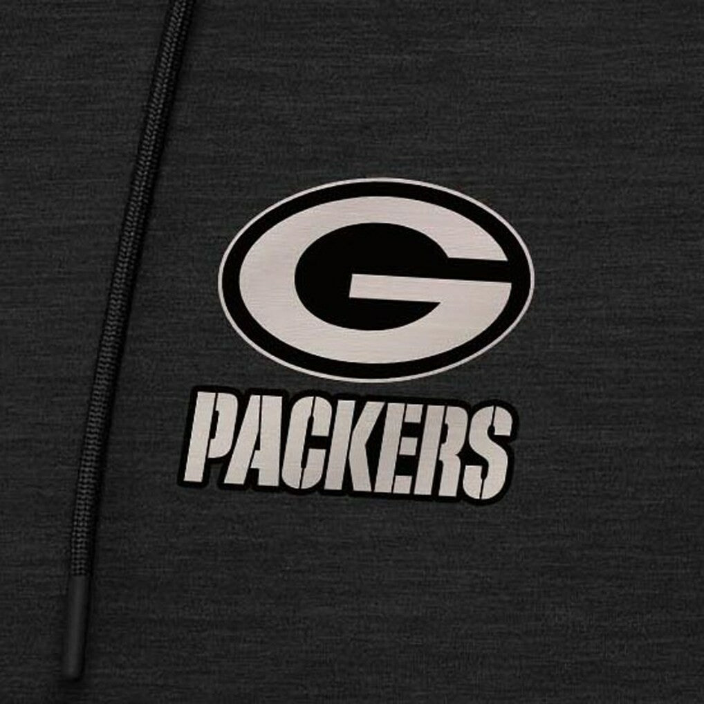 Green Bay Packers Antigua Spikes Raglan Quarter-Zip Hoodie Heather Black - NFL