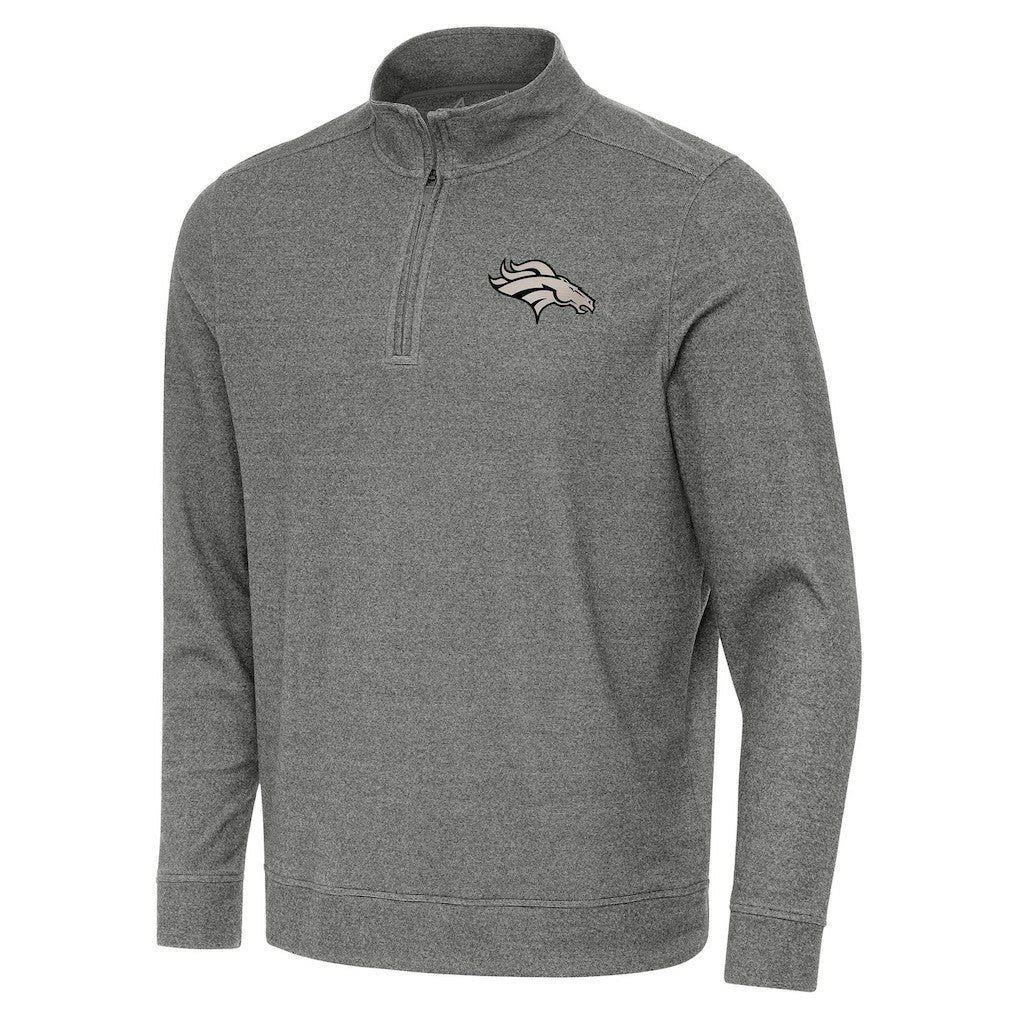 Denver Broncos Antigua Subtle Quarter-Zip Top Heather Black - NFL