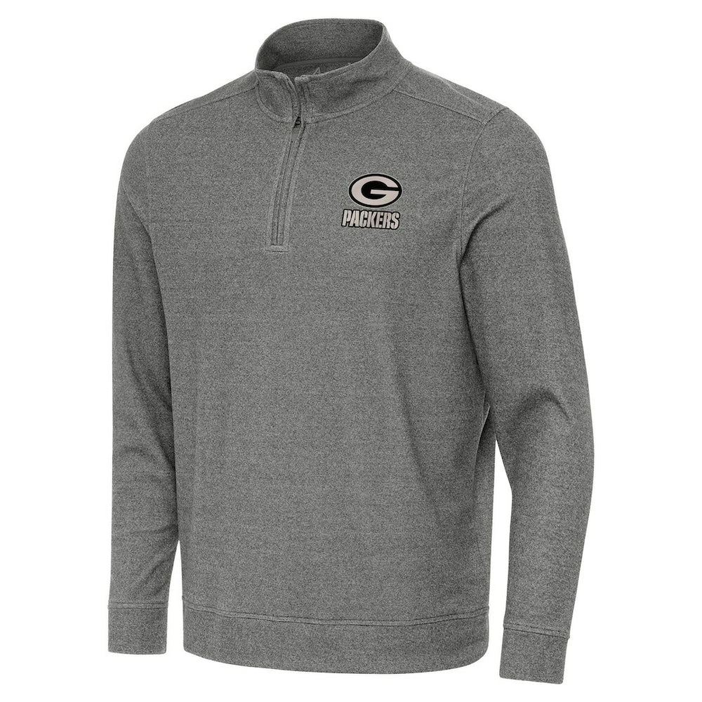 Green Bay Packers Antigua Subtle Quarter-Zip Top Heather Black - NFL