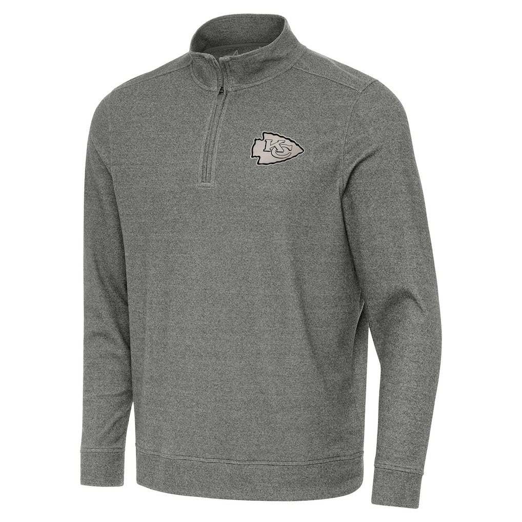 Kansas City Chiefs Antigua Subtle Quarter-Zip Top Heather Black - NFL