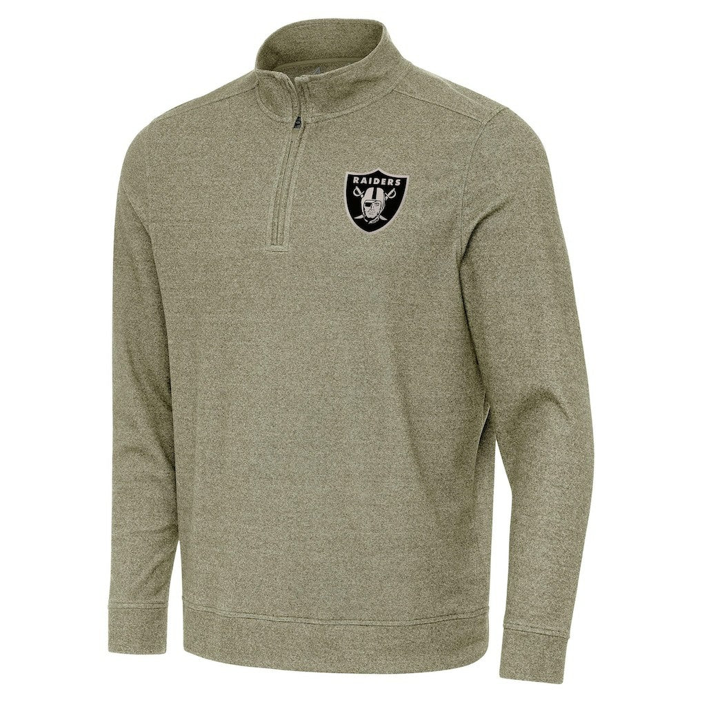 Las Vegas Raiders Antigua Subtle Quarter-Zip Top Heather Olive - NFL