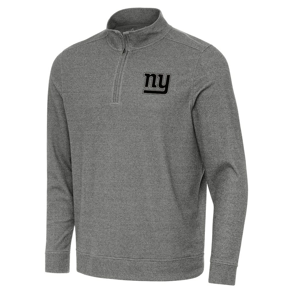 New York Giants Antigua Subtle Quarter-Zip Top Heather Black - NFL