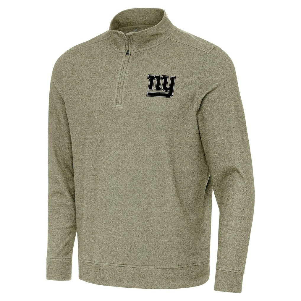 New York Giants Antigua Subtle Quarter-Zip Top Heather Olive - NFL