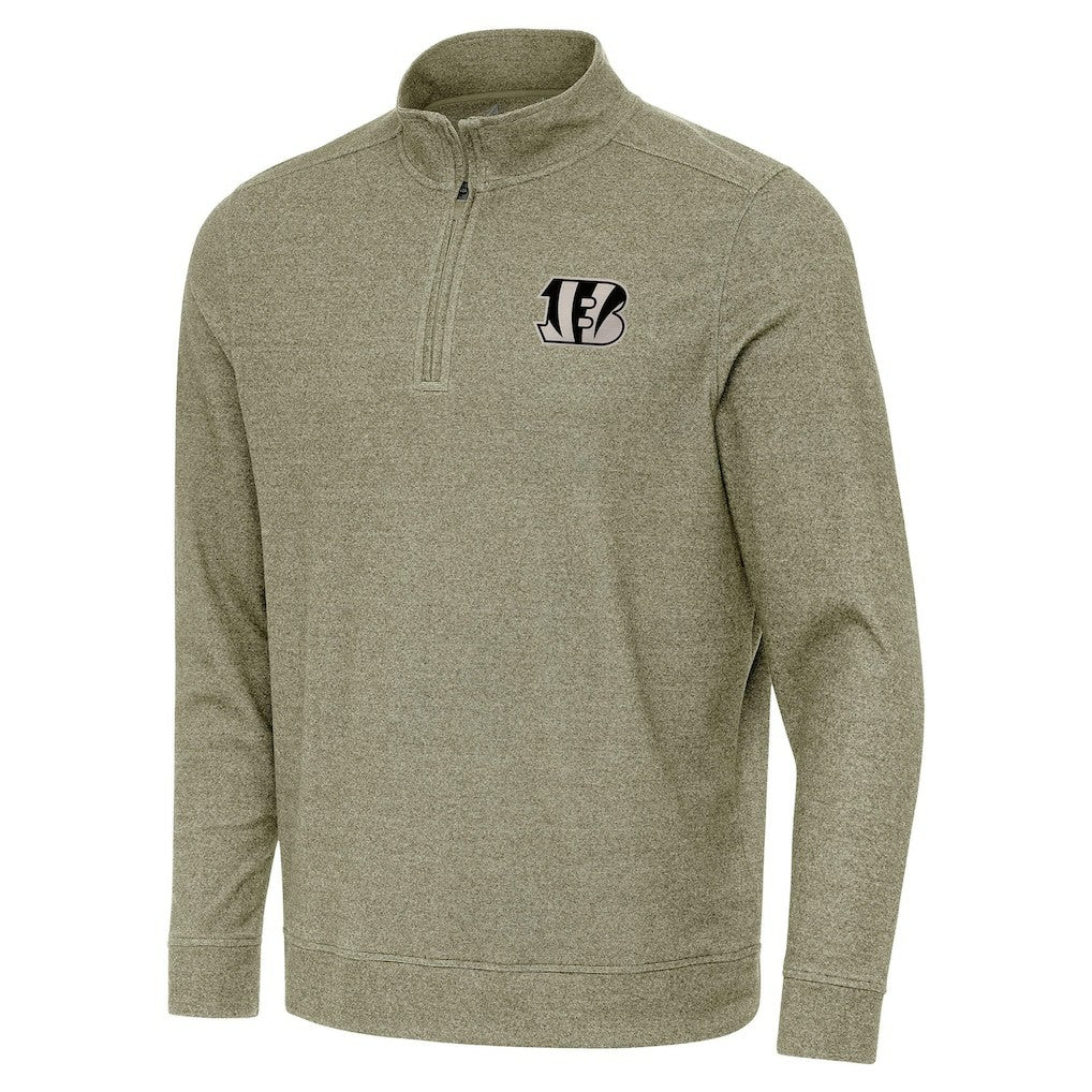 Cincinnati Bengals Antigua Subtle Quarter-Zip Top Heather Olive - NFL