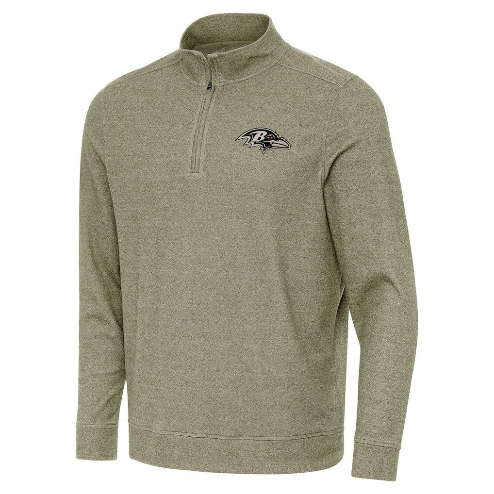 Baltimore Ravens Antigua Subtle Quarter-Zip Top Heather Olive - NFL