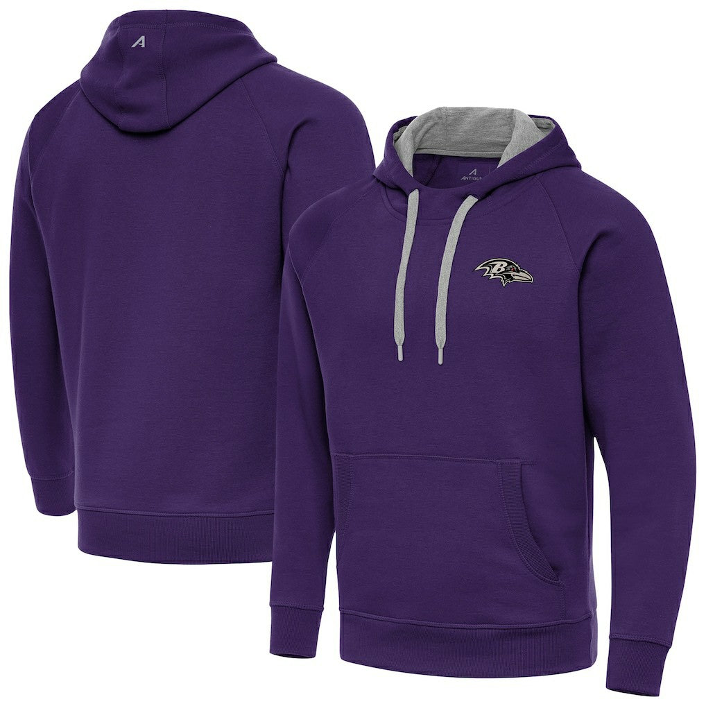 Baltimore Ravens Antigua Brushed Carbon Victory Pullover Hoodie Purple - NFL