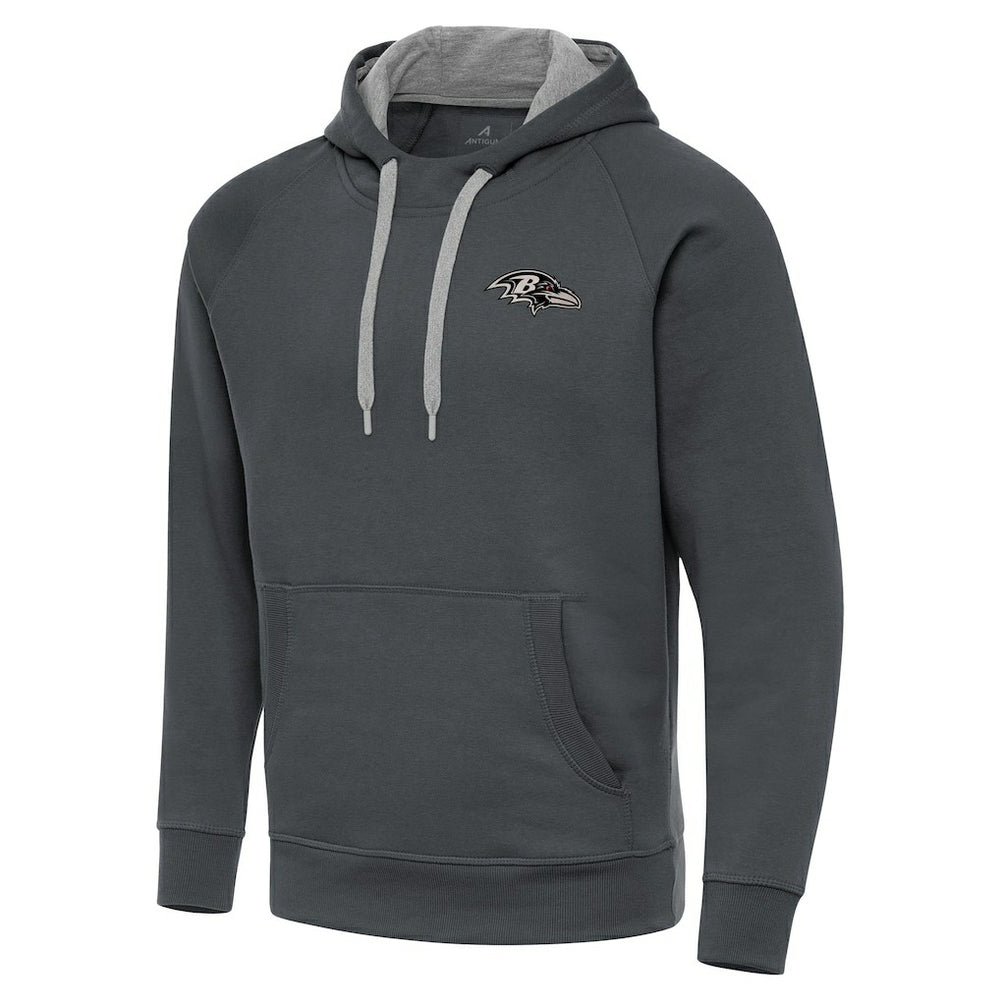 Baltimore Ravens Antigua Brushed Carbon Victory Pullover Hoodie Charcoal - NFL