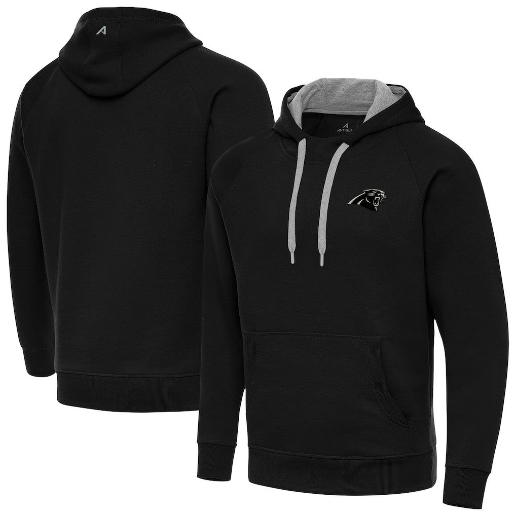 Carolina Panthers Antigua Brushed Carbon Victory Pullover Hoodie Black - NFL