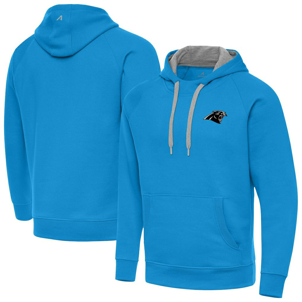 Carolina Panthers Antigua Brushed Carbon Victory Pullover Hoodie Blue - NFL