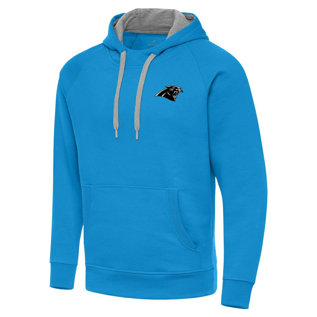 Carolina Panthers Antigua Brushed Carbon Victory Pullover Hoodie Blue - NFL
