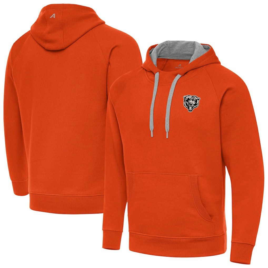 Chicago Bears Antigua Brushed Carbon Victory Pullover Hoodie Orange - NFL