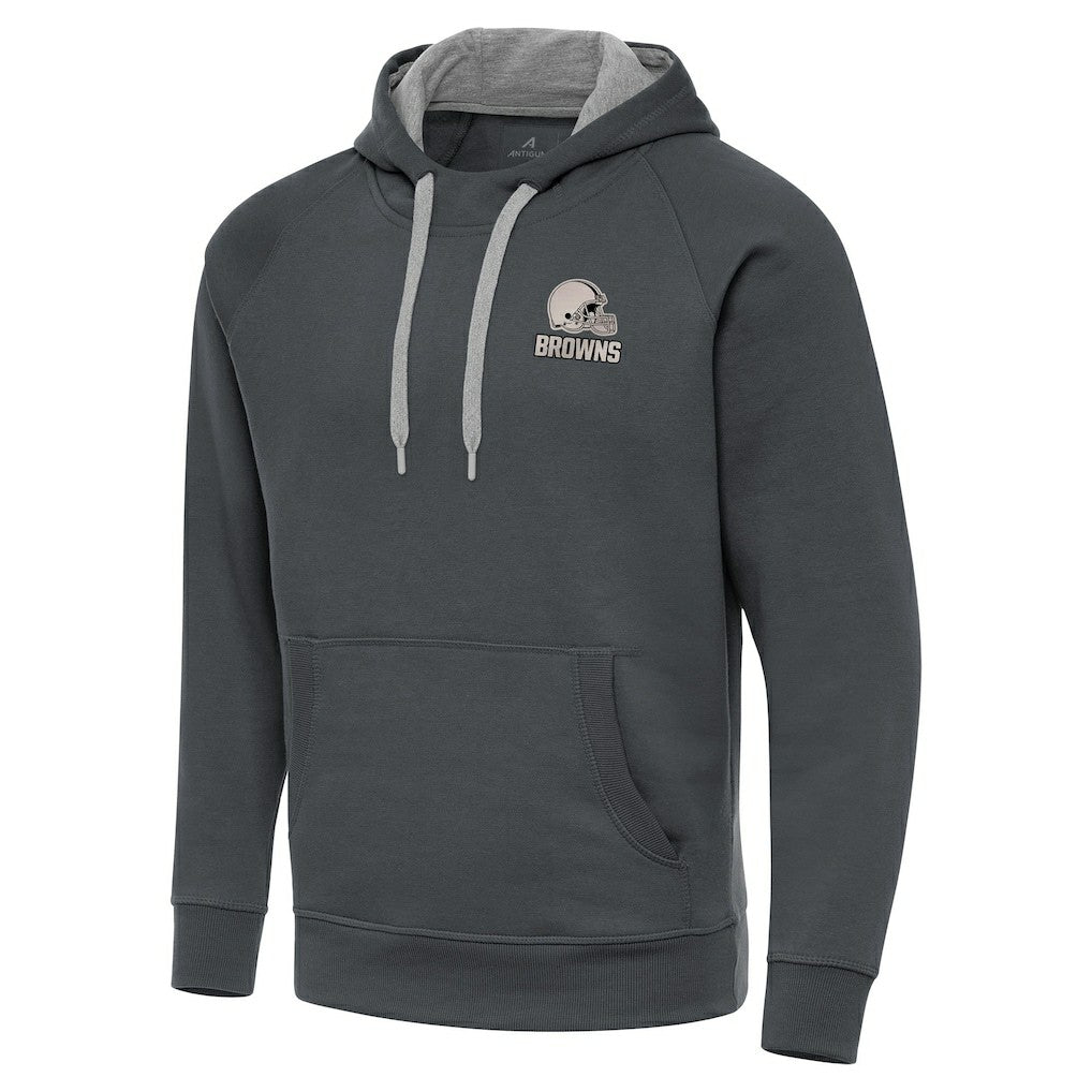 Cleveland Browns Antigua Brushed Carbon Victory Pullover Hoodie Charcoal - NFL