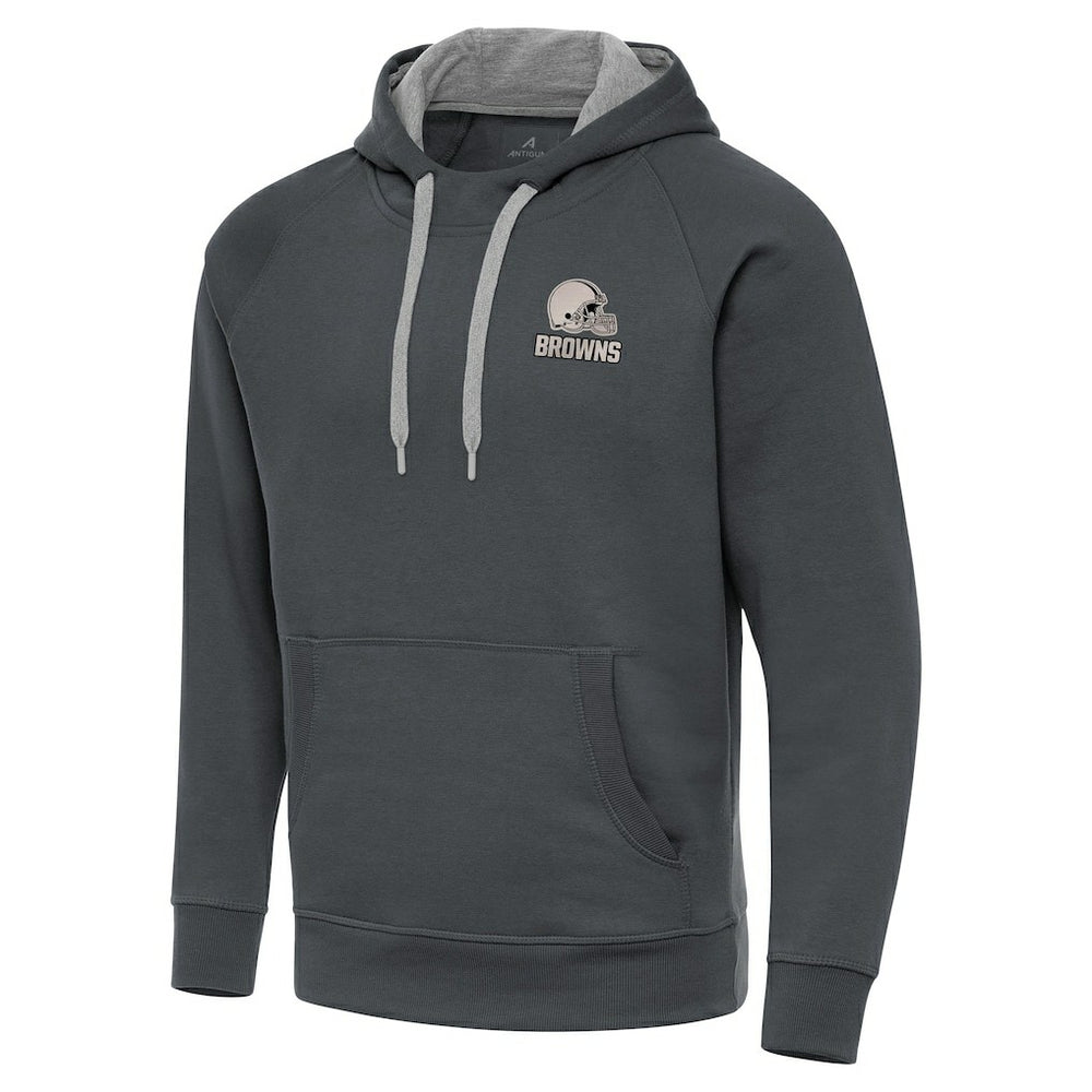 Cleveland Browns Antigua Brushed Carbon Victory Pullover Hoodie Charcoal - NFL