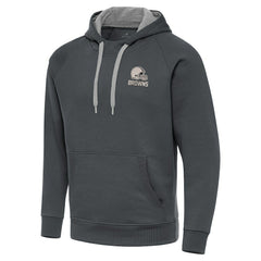 Cleveland Browns Antigua Brushed Carbon Victory Pullover Hoodie Charcoal - NFL