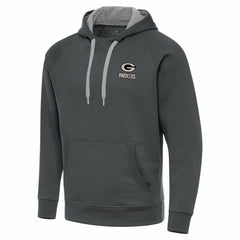Green Bay Packers Antigua Brushed Carbon Victory Pullover Hoodie Charcoal - NFL