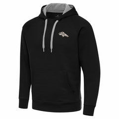 Denver Broncos Antigua Brushed Carbon Victory Pullover Hoodie Black - NFL