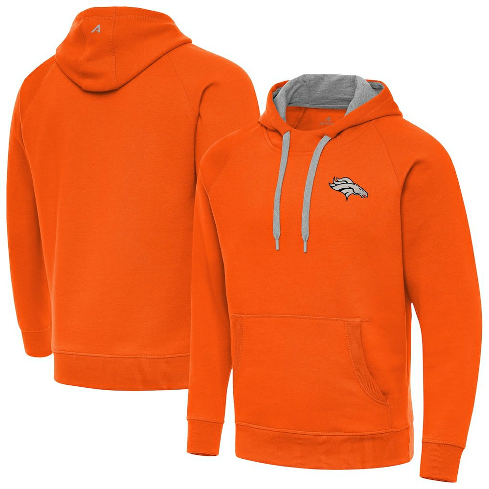 Denver Broncos Antigua Brushed Carbon Victory Pullover Hoodie Orange - NFL