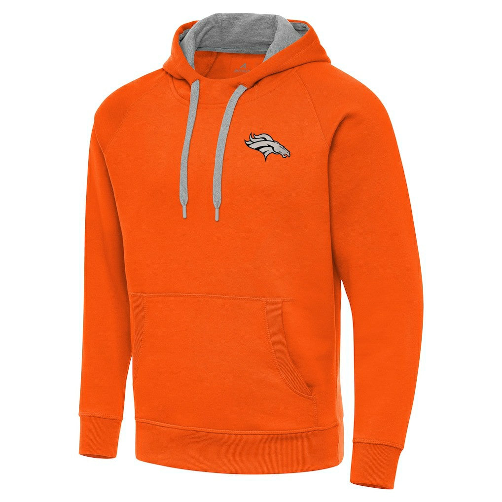 Denver Broncos Antigua Brushed Carbon Victory Pullover Hoodie Orange - NFL