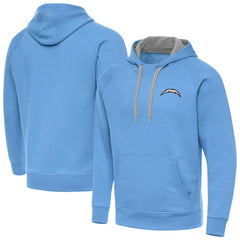 Los Angeles Chargers Antigua Brushed Carbon Victory Pullover Hoodie Powder Blue - NFL