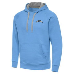 Los Angeles Chargers Antigua Brushed Carbon Victory Pullover Hoodie Powder Blue - NFL