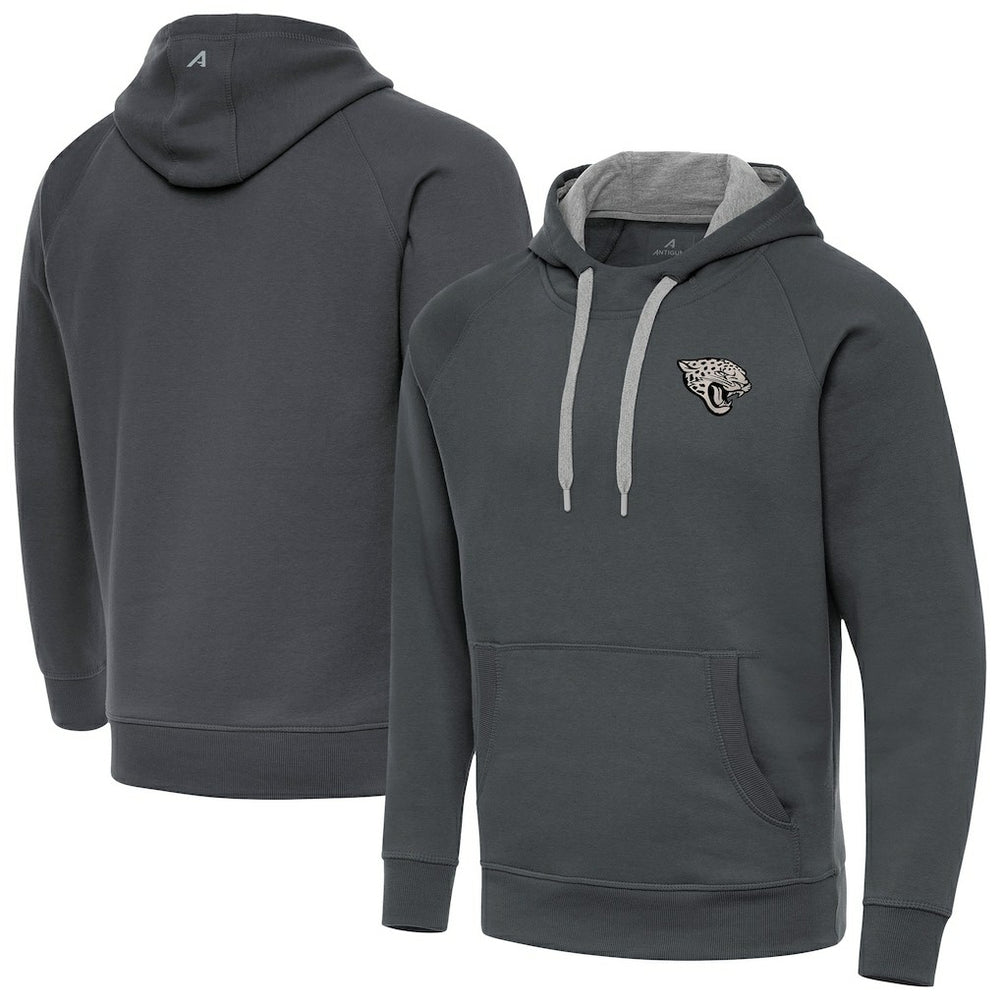 Jacksonville Jaguars Antigua Brushed Carbon Victory Pullover Hoodie Charcoal - NFL
