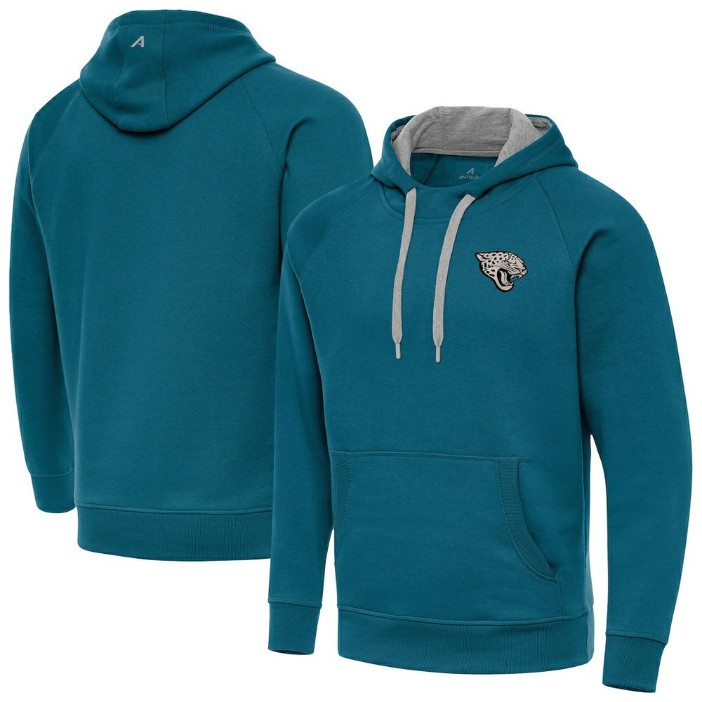 Jacksonville Jaguars Antigua Brushed Carbon Victory Pullover Hoodie Teal - NFL