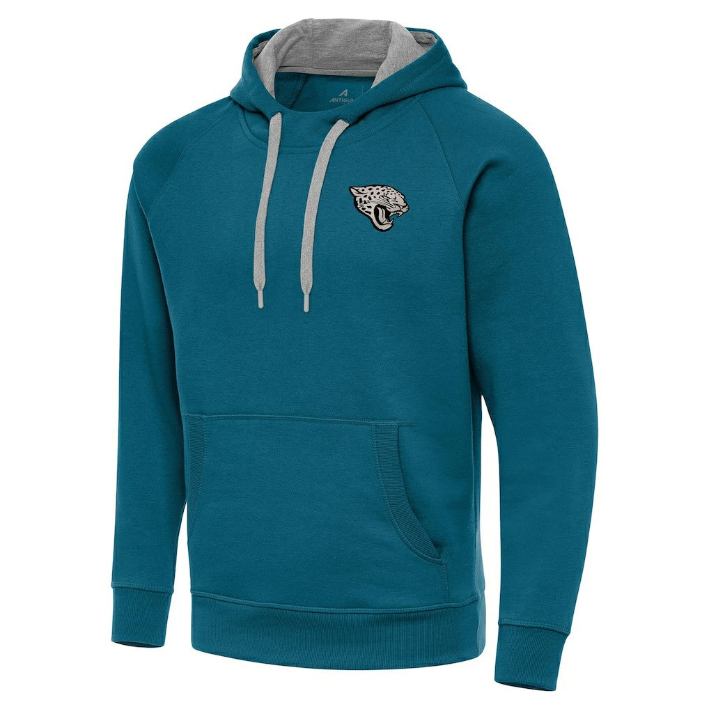 Jacksonville Jaguars Antigua Brushed Carbon Victory Pullover Hoodie Teal - NFL