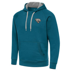 Jacksonville Jaguars Antigua Brushed Carbon Victory Pullover Hoodie Teal - NFL