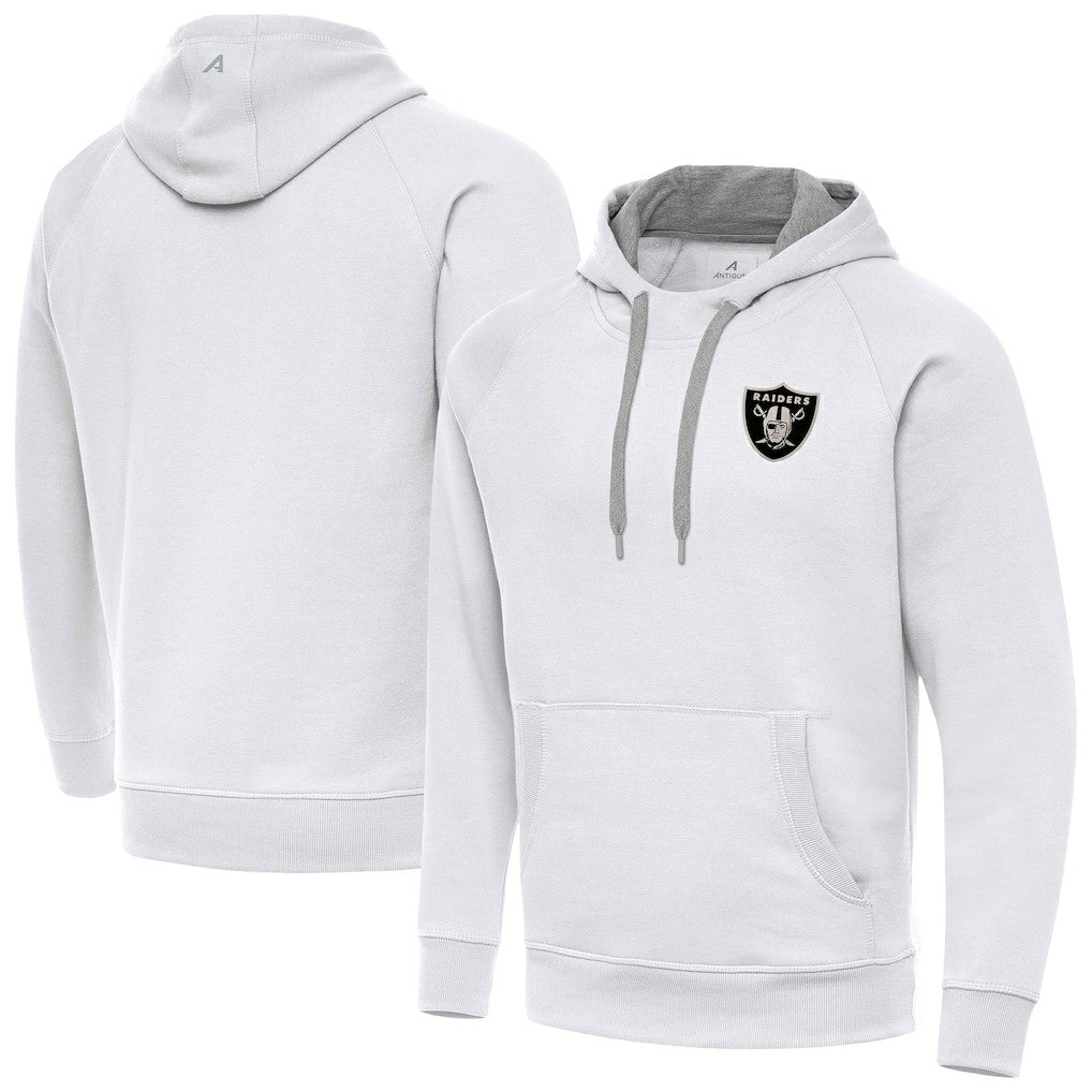 Las Vegas Raiders Antigua Brushed Carbon Victory Pullover Hoodie White - NFL