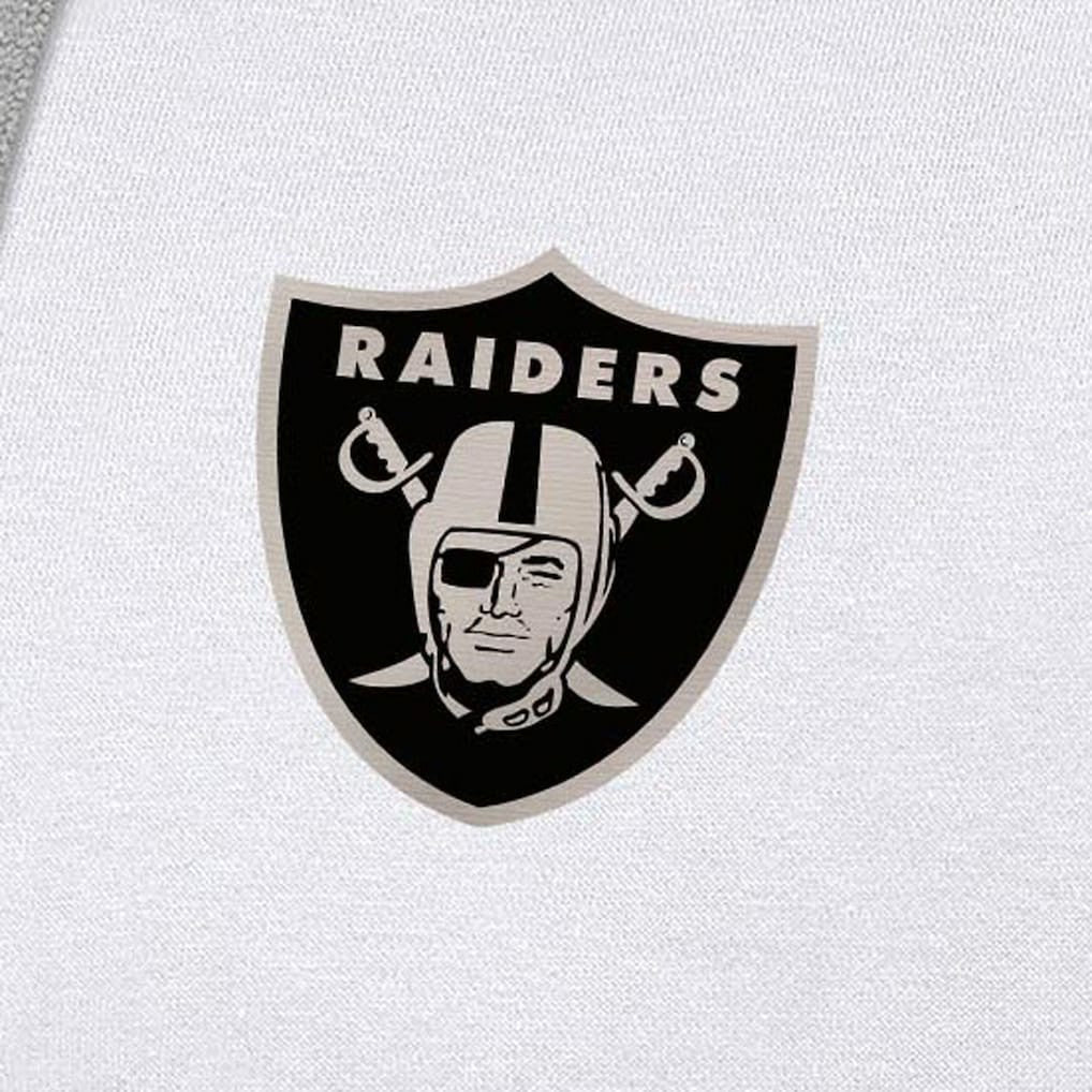Las Vegas Raiders Antigua Brushed Carbon Victory Pullover Hoodie White - NFL