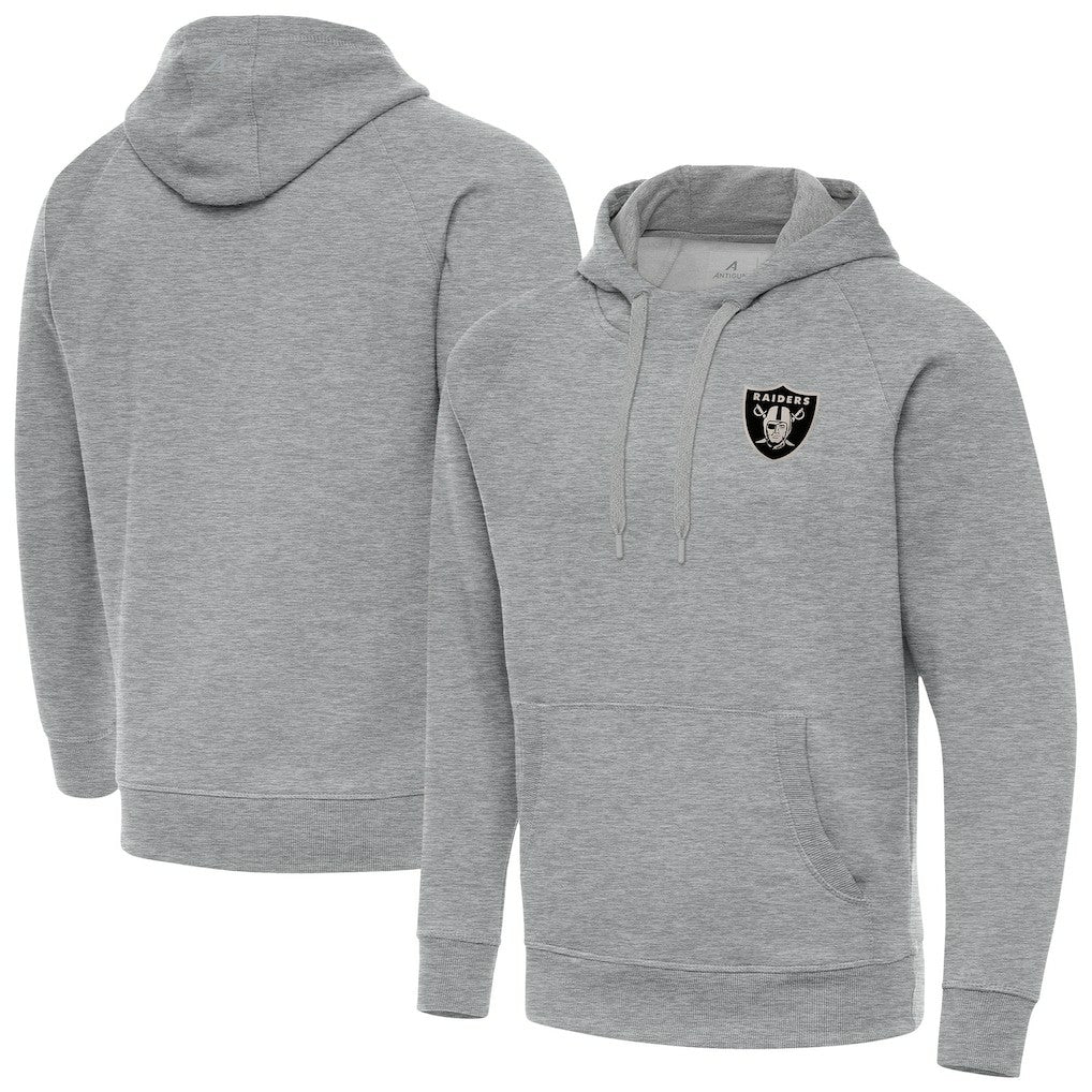 Las Vegas Raiders Antigua Brushed Carbon Victory Pullover Hoodie Heather Gray - NFL
