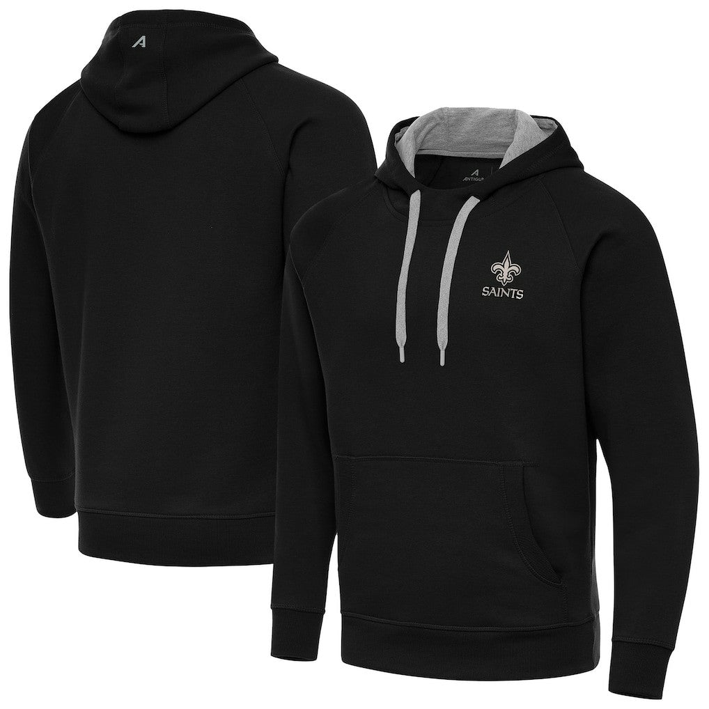 New Orleans Saints Antigua Brushed Carbon Victory Pullover Hoodie Black - NFL