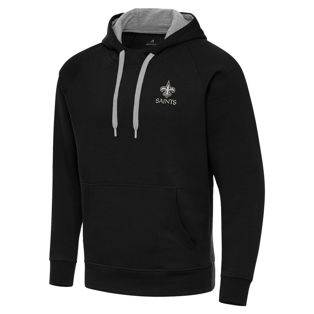 New Orleans Saints Antigua Brushed Carbon Victory Pullover Hoodie Black - NFL