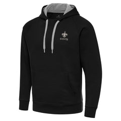 New Orleans Saints Antigua Brushed Carbon Victory Pullover Hoodie Black - NFL