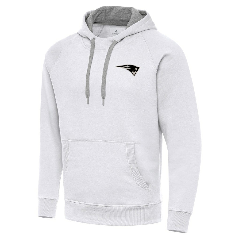 New England Patriots Antigua Brushed Carbon Victory Pullover Hoodie White - NFL