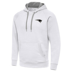 New England Patriots Antigua Brushed Carbon Victory Pullover Hoodie White - NFL