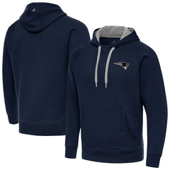 New England Patriots Antigua Brushed Carbon Victory Pullover Hoodie Navy - NFL