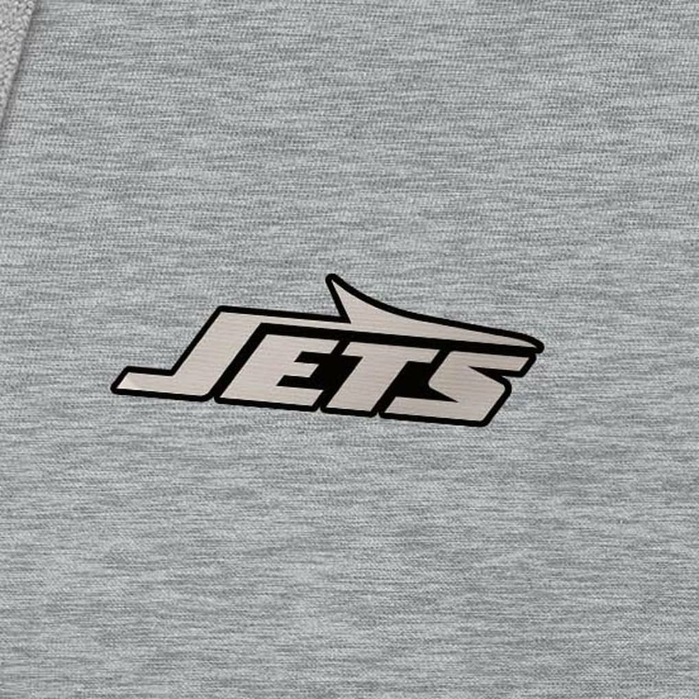 New York Jets Antigua Brushed Carbon Victory Pullover Hoodie Heather Gray - NFL