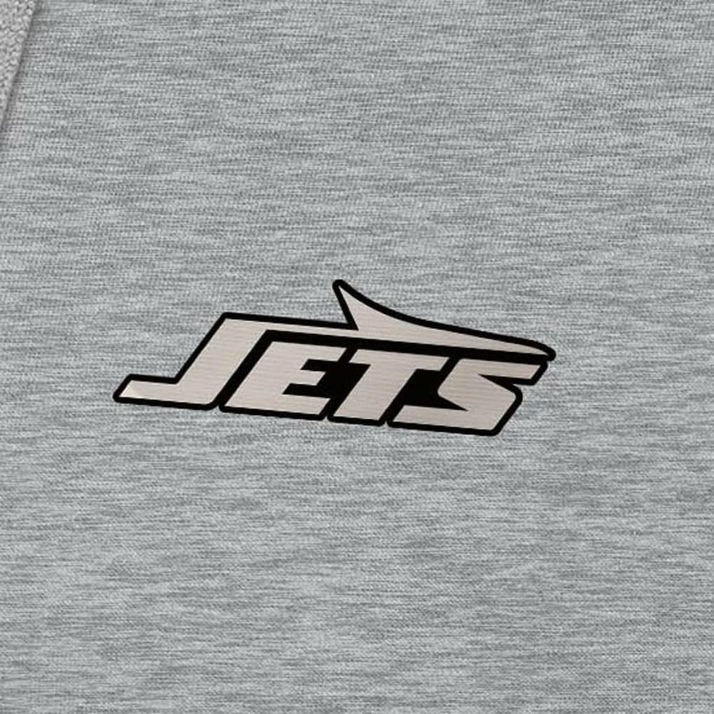 New York Jets Antigua Brushed Carbon Victory Pullover Hoodie Heather Gray - NFL