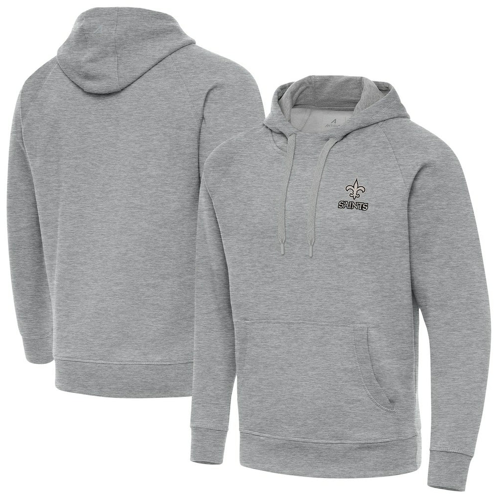 New Orleans Saints Antigua Brushed Carbon Victory Pullover Hoodie Heather Gray - NFL