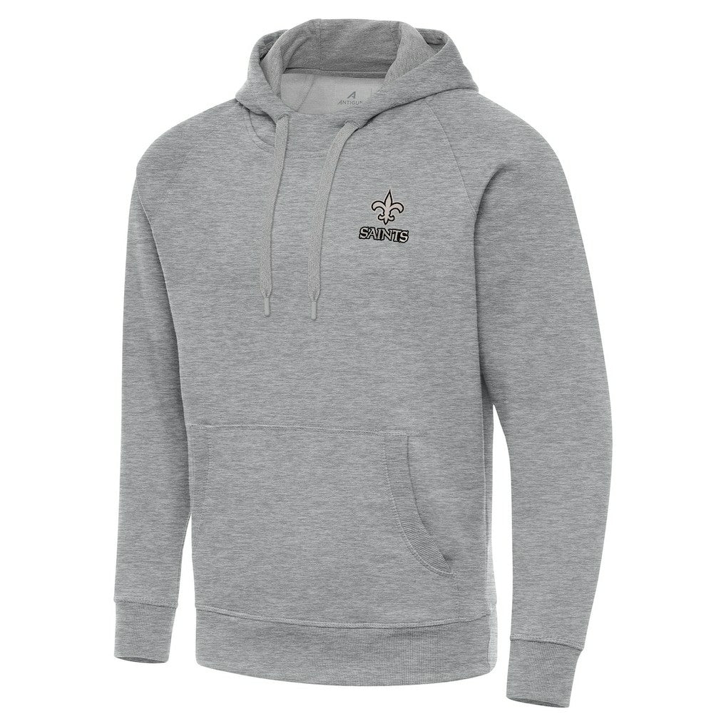 New Orleans Saints Antigua Brushed Carbon Victory Pullover Hoodie Heather Gray - NFL