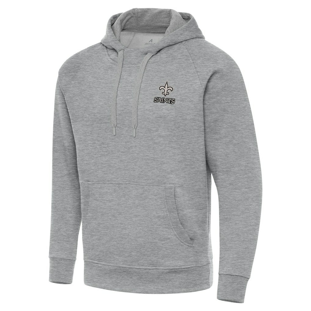 New Orleans Saints Antigua Brushed Carbon Victory Pullover Hoodie Heather Gray - NFL