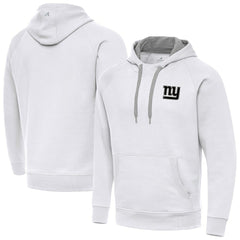 New York Giants Antigua Brushed Carbon Victory Pullover Hoodie White - NFL