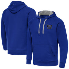 New York Giants Antigua Brushed Carbon Victory Pullover Hoodie Royal - NFL