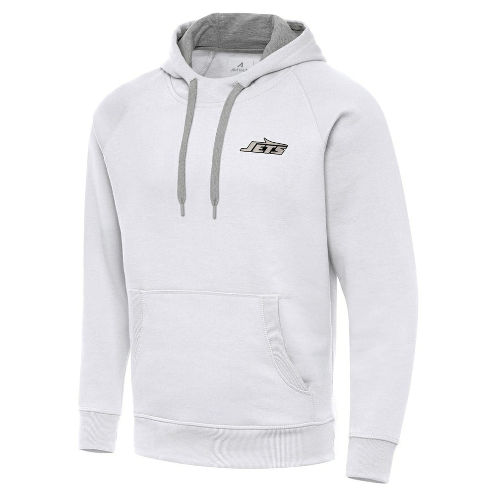 New York Jets Antigua Brushed Carbon Victory Pullover Hoodie White - NFL