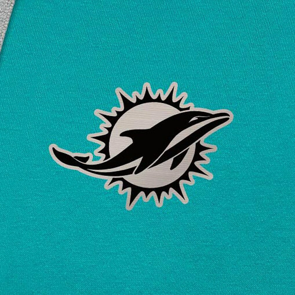 Miami Dolphins Antigua Brushed Carbon Victory Pullover Hoodie Aqua - NFL